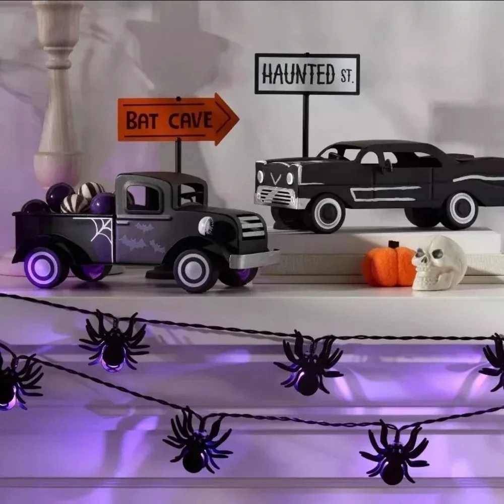 10 ct LED Metal Spider Halloween‎ String Lights Purple Hyde & EEK New